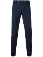 Pt01 Off Centre Button Chinos, Men's, Size: 54, Blue, Cotton/spandex/elastane