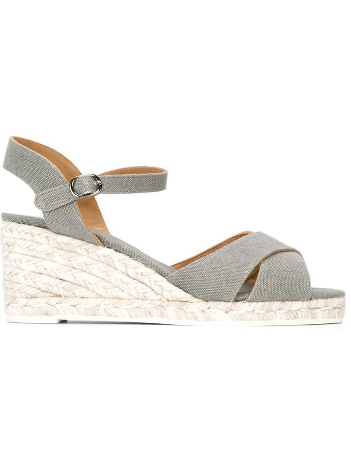 Castañer Blaudell Wedge Sandals, Women's, Size: 36, Grey, Cotton/rubber