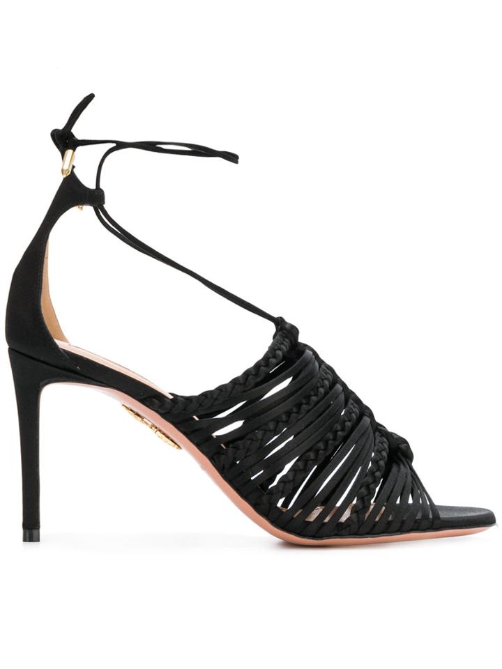 Aquazzura Strappy Open Toe Sandals - Black