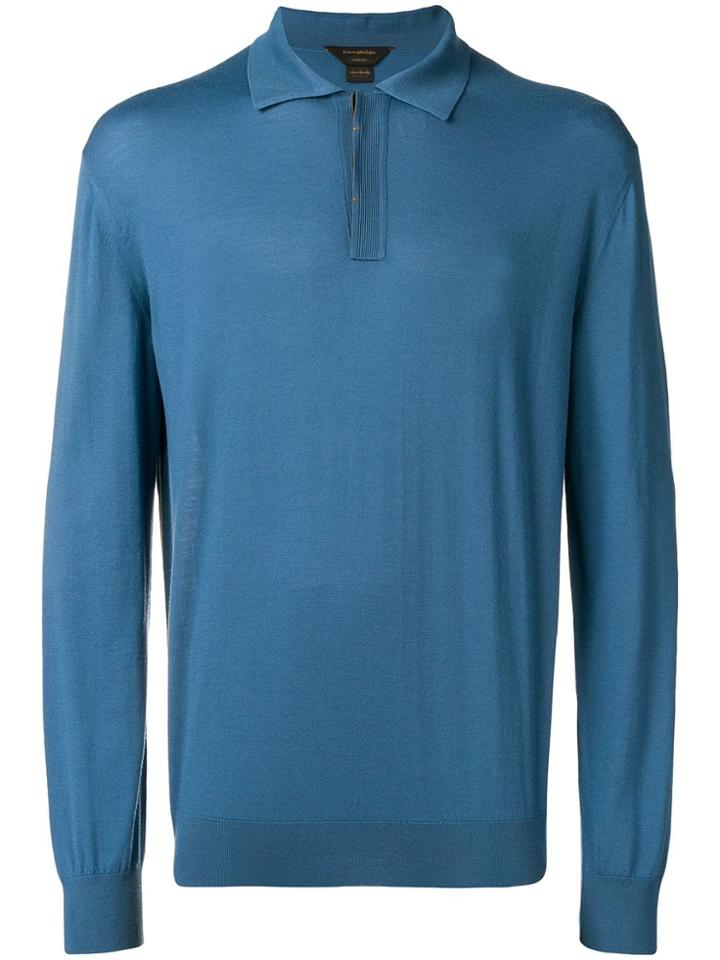 Ermenegildo Zegna Couture Knitted Polo Shirt - Blue