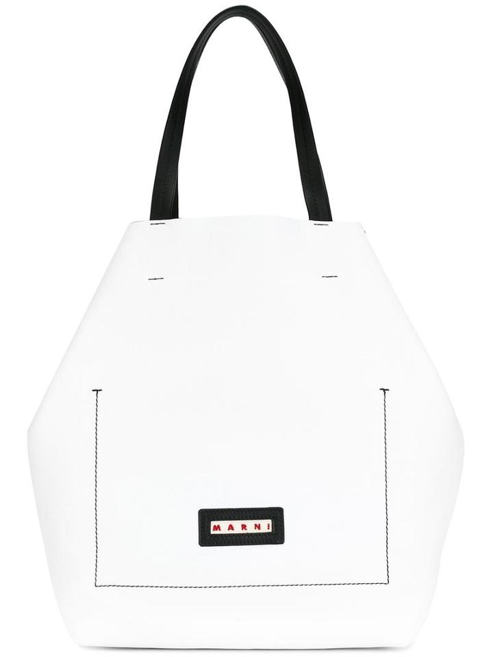 Marni Hexagonal Tote, Women's, White, Calf Leather