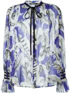 Roberto Cavalli Feather Print Blouse, Women's, Size: 50, Blue, Silk
