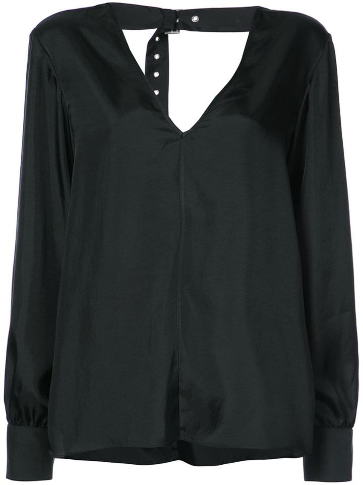 Tibi Mendini Buckle Back Blouse - Black
