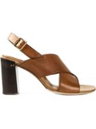 Silvano Sassetti Crisscross Strap Sandals, Women's, Size: 40, Brown, Calf Leather/rubber