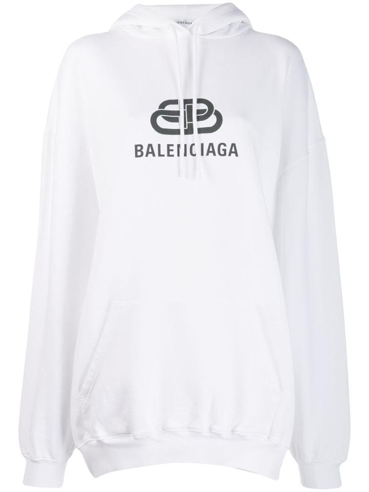 Balenciaga Bb Logo Hoodie - White