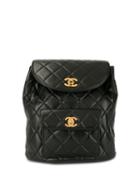 Chanel Pre-owned Quilted Cc Chain Backpack Bag - Black