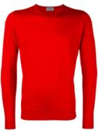 John Smedley V-neck Jumper, Men's, Size: Small, Red, Merino