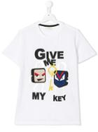 Fendi Kids Teen Give Me My Key Print T-shirt - White