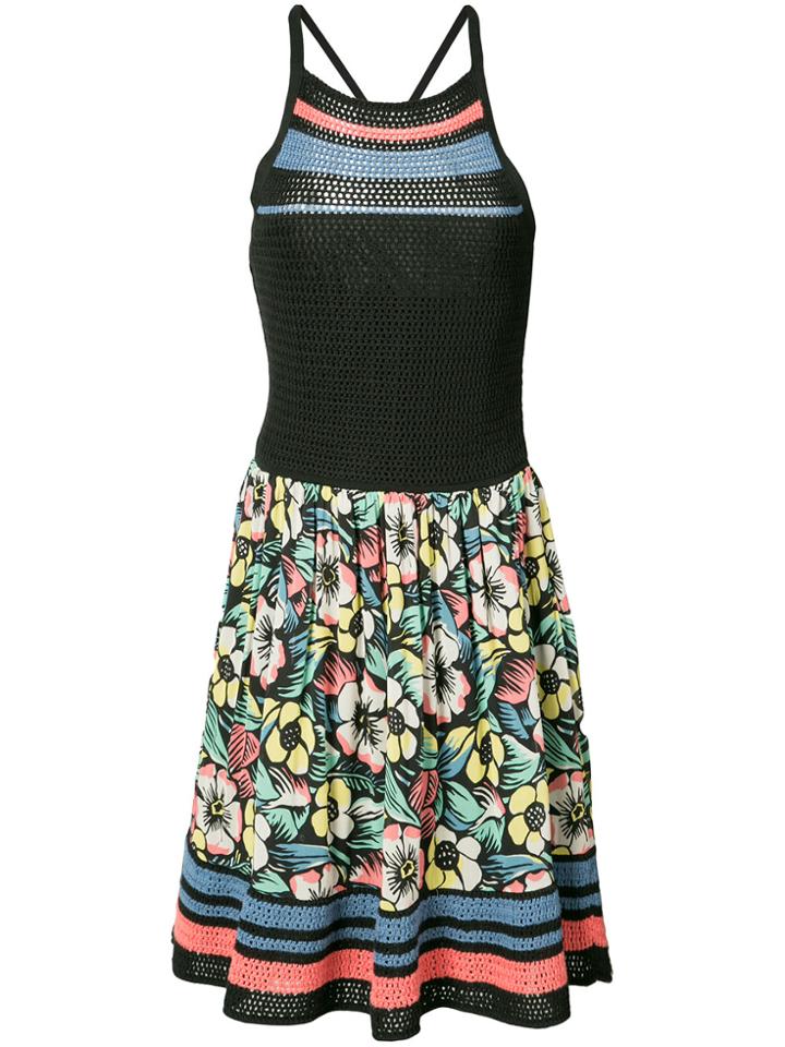 Red Valentino Crochet Floral Print Dress - Black