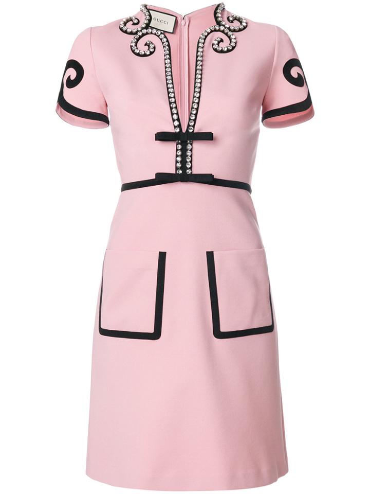 Gucci Viscose Jersey Dress With Crystals - Pink & Purple