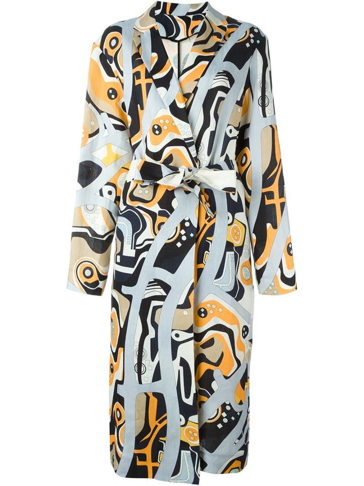 Msgm Printed Belted Coat