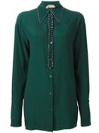No21 Stone Embellished Shirt, Women's, Size: 40, Green, Acetate/silk/glass/metal