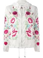 P.a.r.o.s.h. Floral Embroidered Hooded Jacket, Women's, Size: Medium, White, Polyester