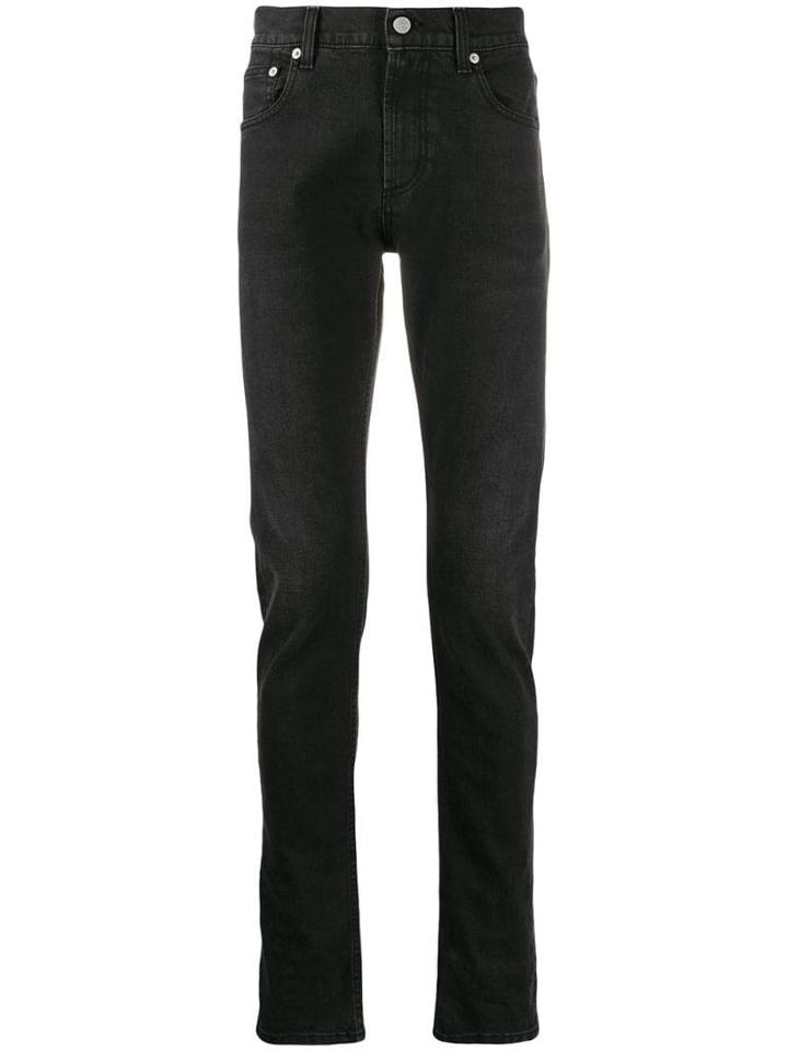 Alexander Mcqueen Embroidered Signature Slim-fit Jeans - Black