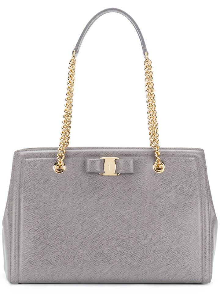 Salvatore Ferragamo - Vara Bow Tote Bag - Women - Leather - One Size, Grey, Leather