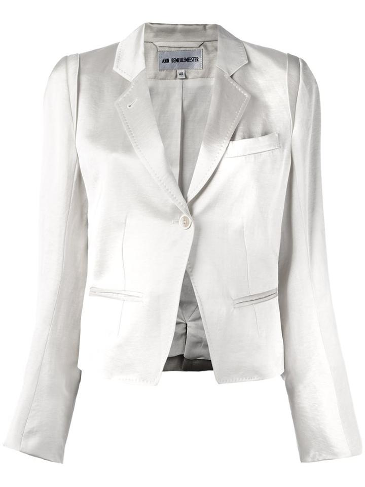 Ann Demeulemeester Blanche Glossy Effect Cropped Jacket, Women's, Size: 36, White, Cotton/linen/flax/rayon/triacetate
