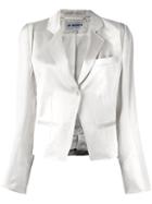 Ann Demeulemeester Blanche Glossy Effect Cropped Jacket, Women's, Size: 36, White, Cotton/linen/flax/rayon/triacetate