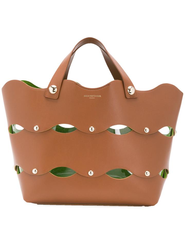 Sara Battaglia Cut Out Wave Tote Bag - Brown