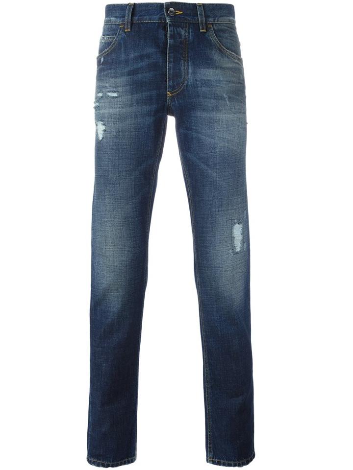 Dolce & Gabbana Distressed Jeans, Men's, Size: 48, Blue, Cotton