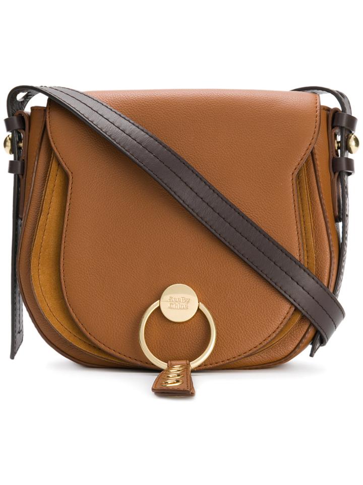 See By Chloé Logo Front Saddle Bag - Brown