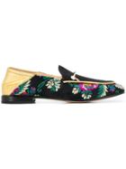 Fabi Floral Embroidered Loafers - Black