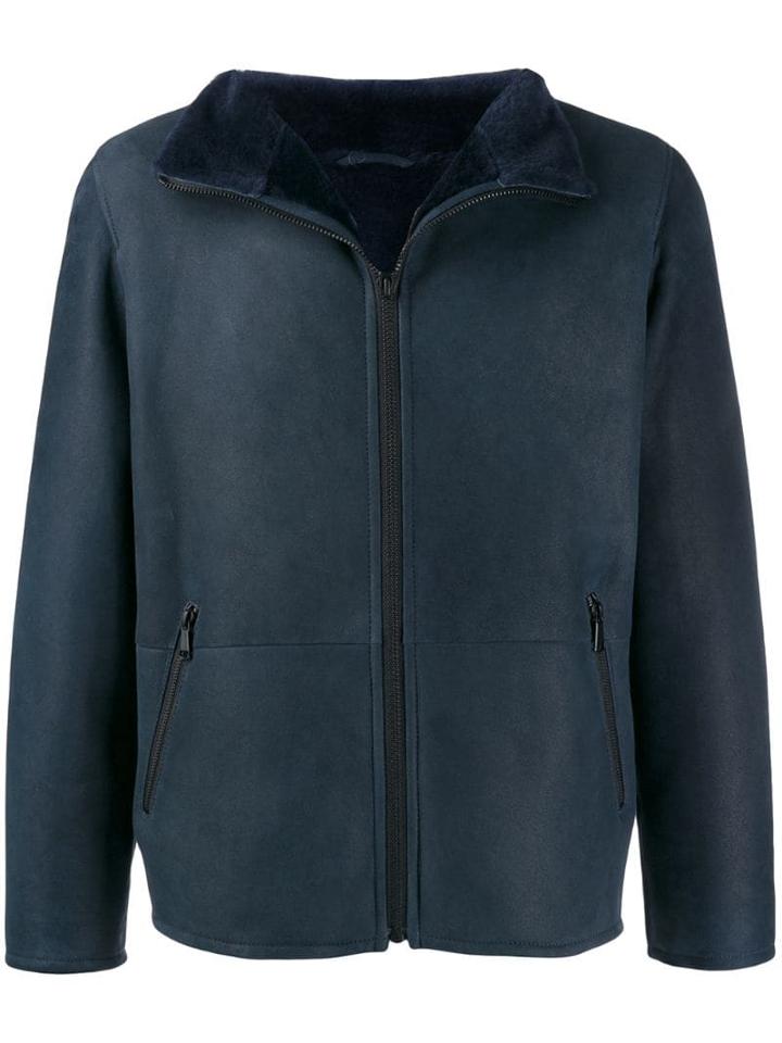 Liska Lamb Fur Lined Jacket - Blue