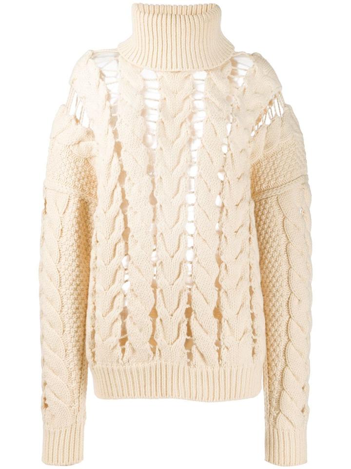 Zilver Roll Neck Cable Knit Jumper - Neutrals