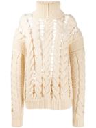 Zilver Roll Neck Cable Knit Jumper - Neutrals