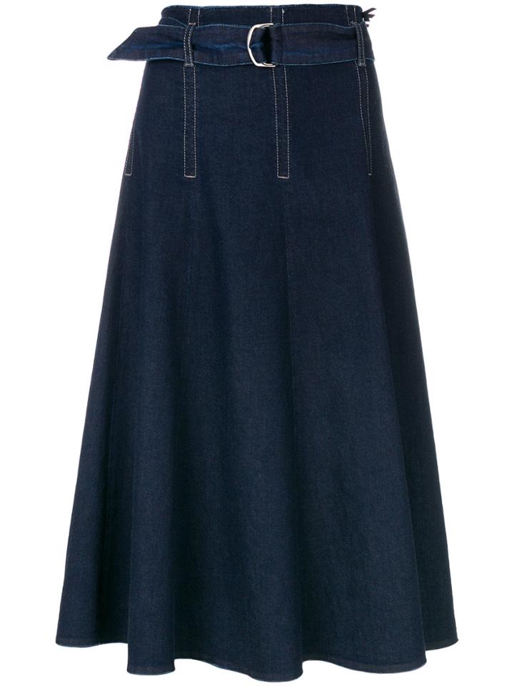 Marc Cain Denim Belted Midi Skirt - Blue