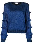 Red Valentino Ruffle Trim Knitted Jumper - Blue