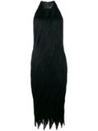 Tom Ford - Zipped Back Fringed Dress - Women - Lamb Skin/polyester/viscose - Xs, Women's, Black, Lamb Skin/polyester/viscose