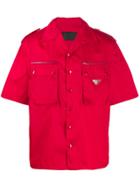 Prada Gabardine Shirt With Epaulettes - Red