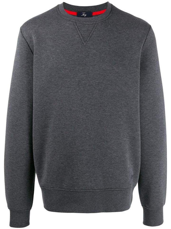 Fay Embroidered Logo Sweater - Grey