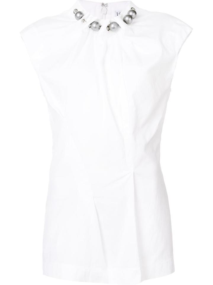 Loewe Embellished Blouse, Women's, Size: 40, White, Cotton