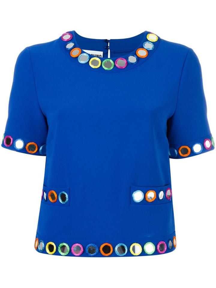 Moschino Embellished Shortsleeved Blouse - Blue