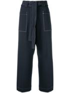 Tory Burch Contrast Stitch Culottes - Blue