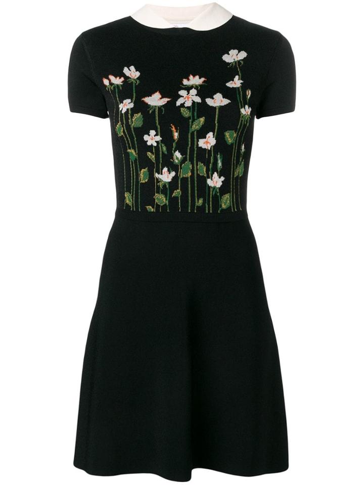 Red Valentino Floral Knit Dress - Black