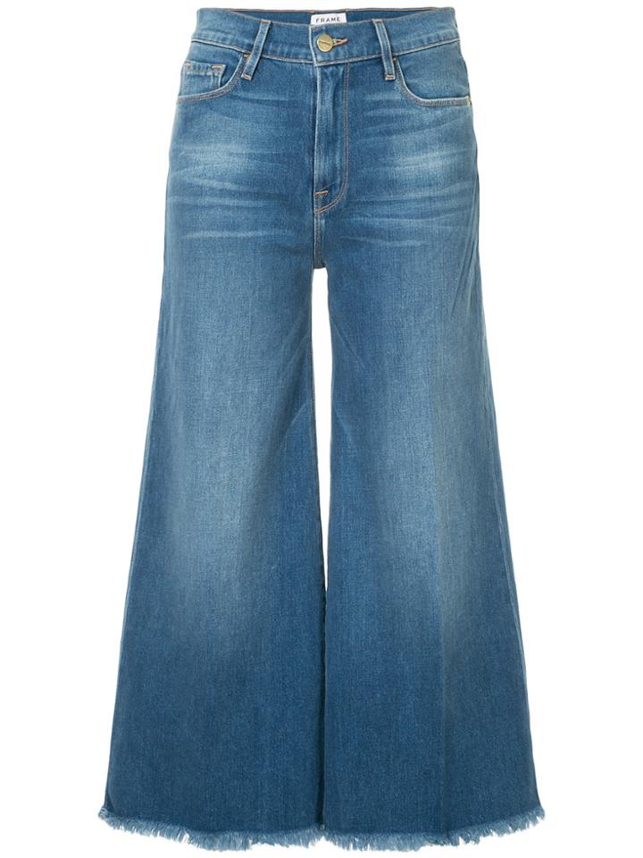 Frame Denim Le Palazzo Raw Edge Crop Jeans - Blue