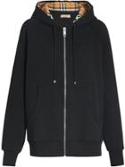 Burberry Vintage Check Detail Jersey Hooded Top - Black