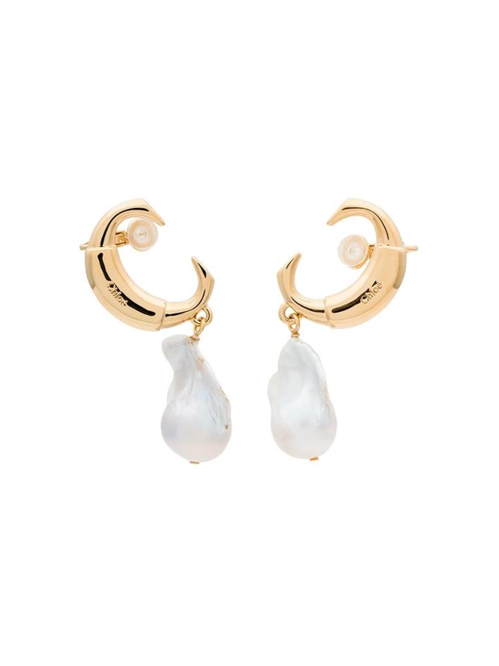 Chloé Gold-tone Pearl Drop Earrings - 105 Gold