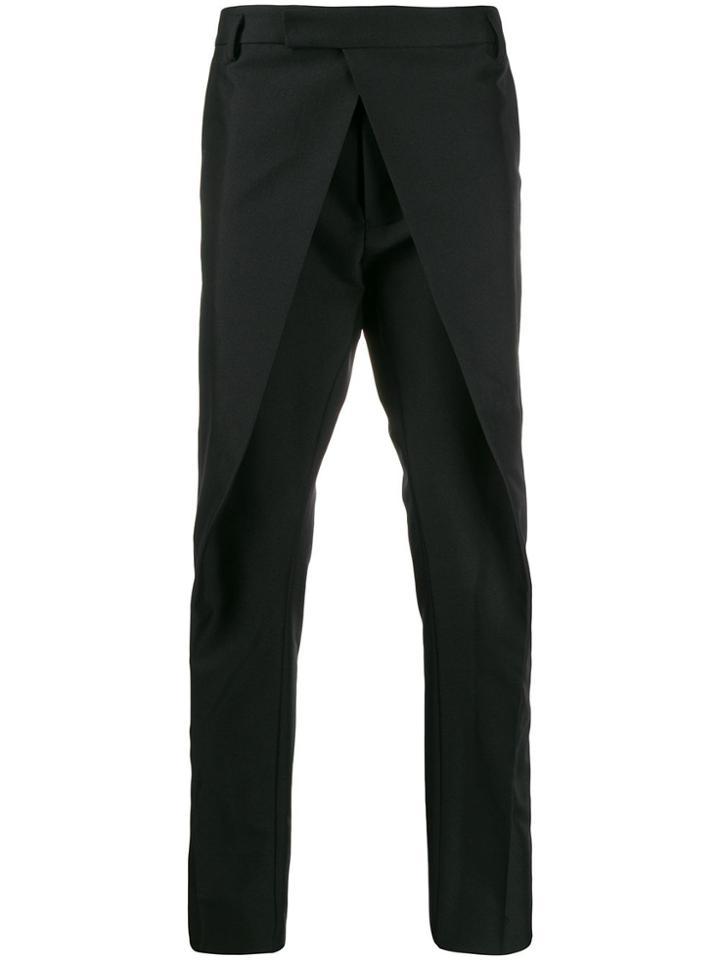 Les Hommes Tailored Front-bib Trousers - Black