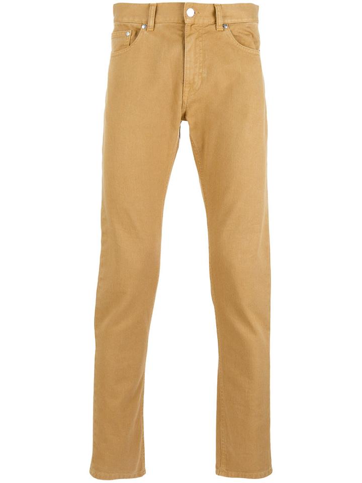 Msgm Logo Slim-fit Jeans, Men's, Size: 50, Brown, Cotton