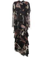 Etro Floral Print Ruffle Dress - Black