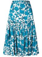 La Doublej Floral Ruffle Midi Skirt - Blue