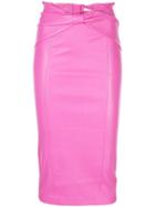 Veronica Beard Carlyn Leather Midi Skirt - Pink
