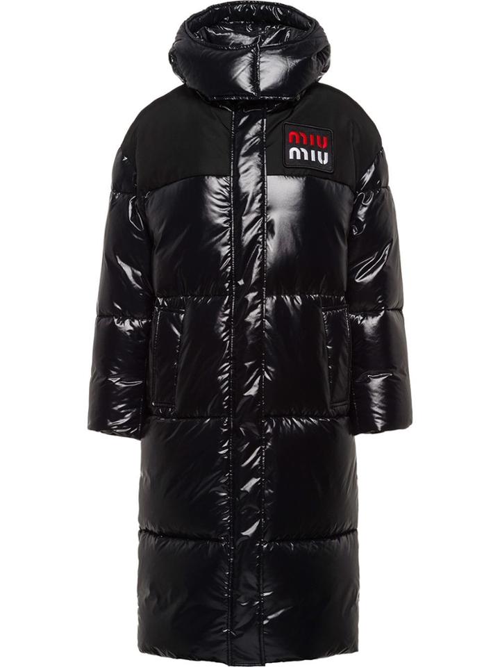 Miu Miu Shiny Puffer Coat - Black