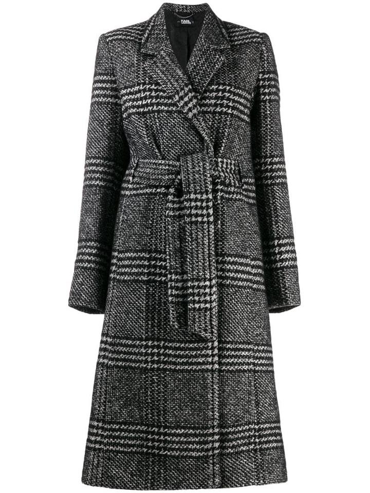 Karl Lagerfeld Tailored Check Coat - Black