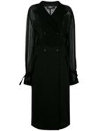 Yang Li - Jersey-panelled Trench Coat - Women - Cotton - 40, Black, Cotton