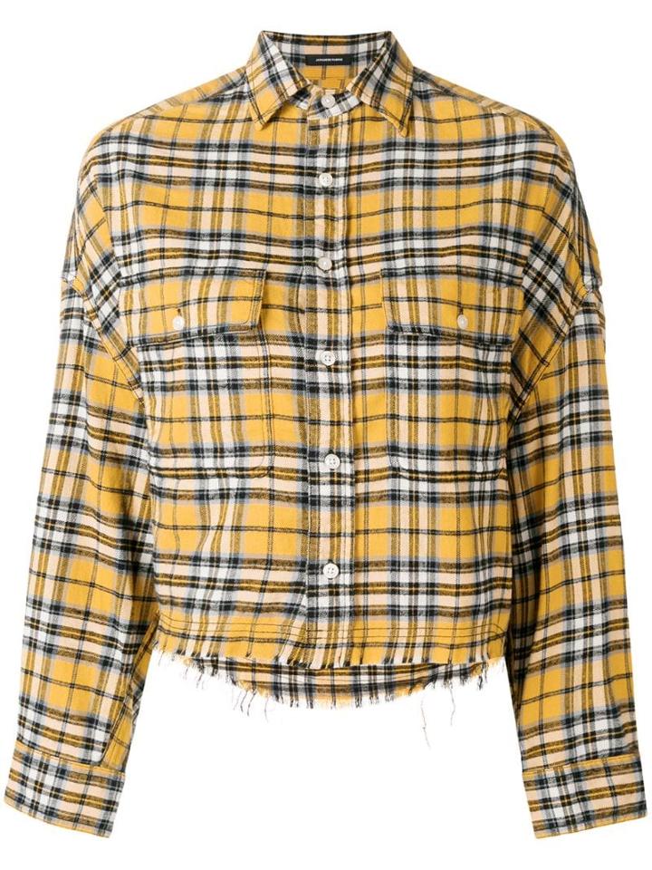 R13 Cropped Plaid Print Shirt - Yellow