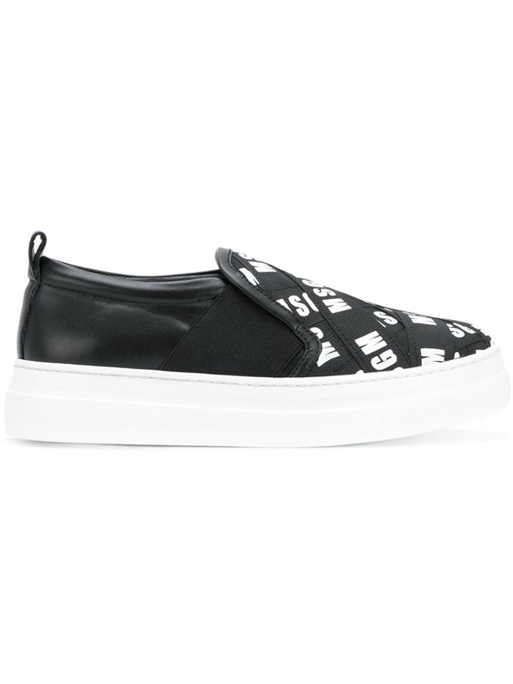 Msgm Branded Slip-on Sneakers - Black